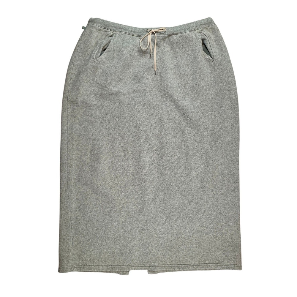 Lauren Ralph Lauren Womens L Maxi Skirt Olive Green Drawstring Pockets Back Slit